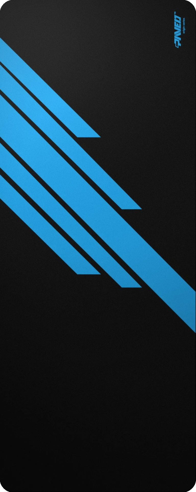 Extra Large PAVED™ Origins Night Sky Blade Runner gaming deskmat featuring minimalistic diagonal stripe design in blue and black, 1000mm x 400mm, available in right-handed and left-handed variants, customizable water-resistant hydrophobic or antimicrobial polyester surface with easy-to-clean finish and odour-free AreoFlex microruber base, 600% lighter than traditional mousepads.