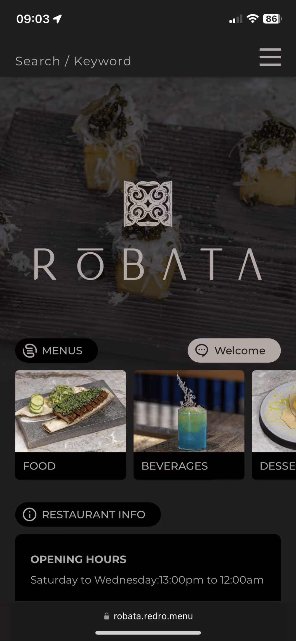 Robata Digital Menu