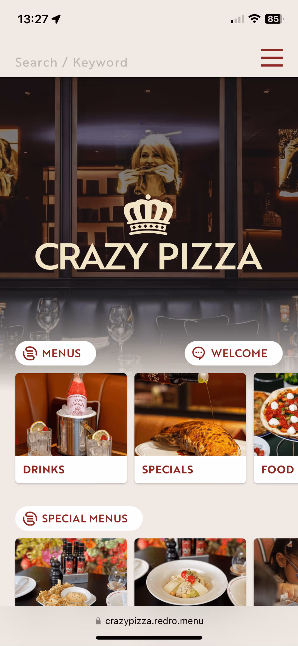 Redro Digital Menu - Crazy Pizza