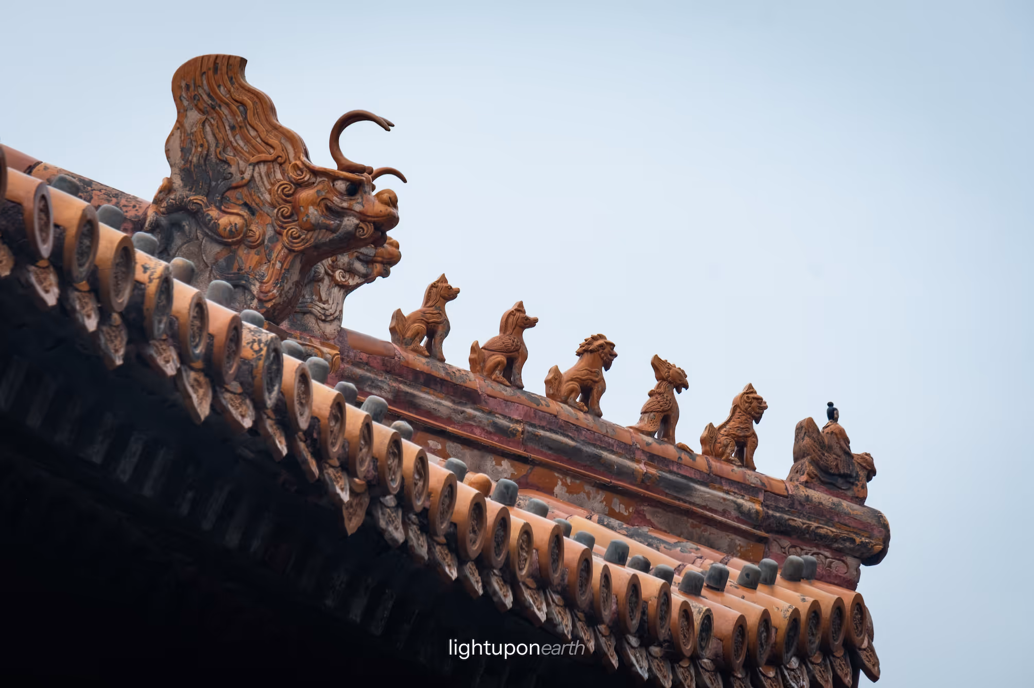Details of a temple roof inside the Forbidden City