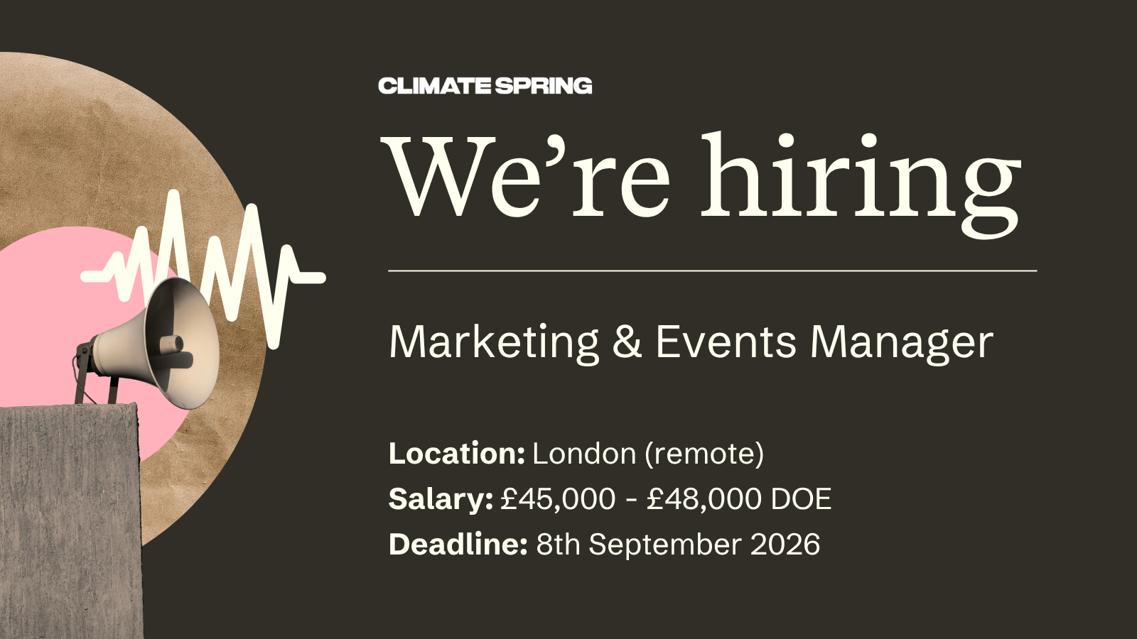 We're hiring - Marketing and Event Manager