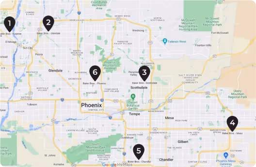 Baker Bros Arizona showroom map