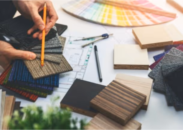 Design consultants assisting with color choices