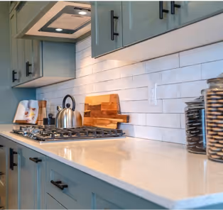 Quartz countertops in a kitchen