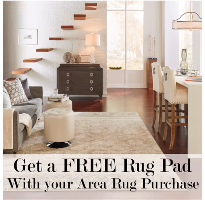 Baker Bros free rug pad with area rug purchases