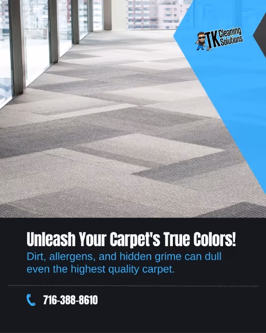 TK Cleaning Solutions deep cleans and restores carpets in homes and businesses across WNY—lifting dirt, allergens, and years of buildup.
