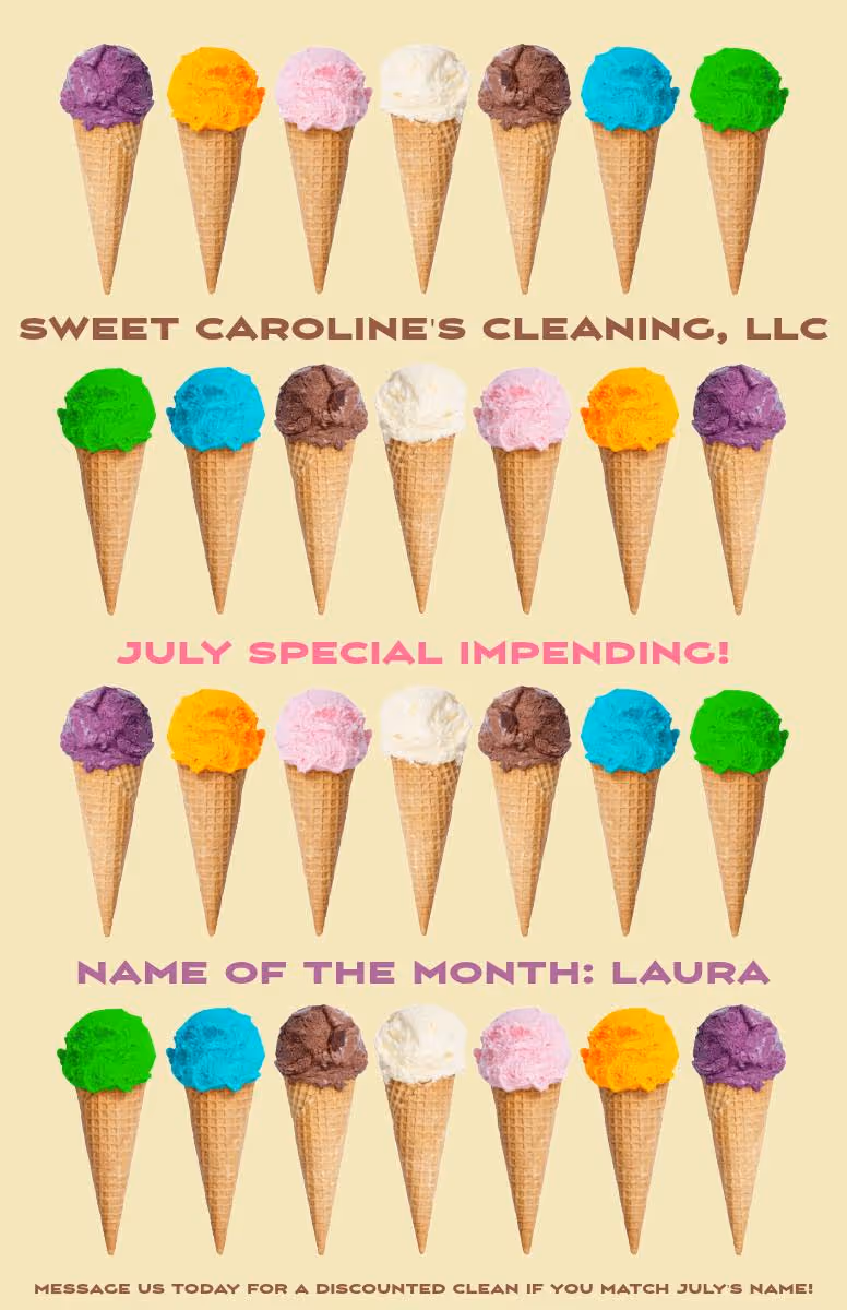 Sweet Caroline’s Cleaning, LLC is offering discounted services in July to support Laura Chouinard and her family during a medical crisis.
