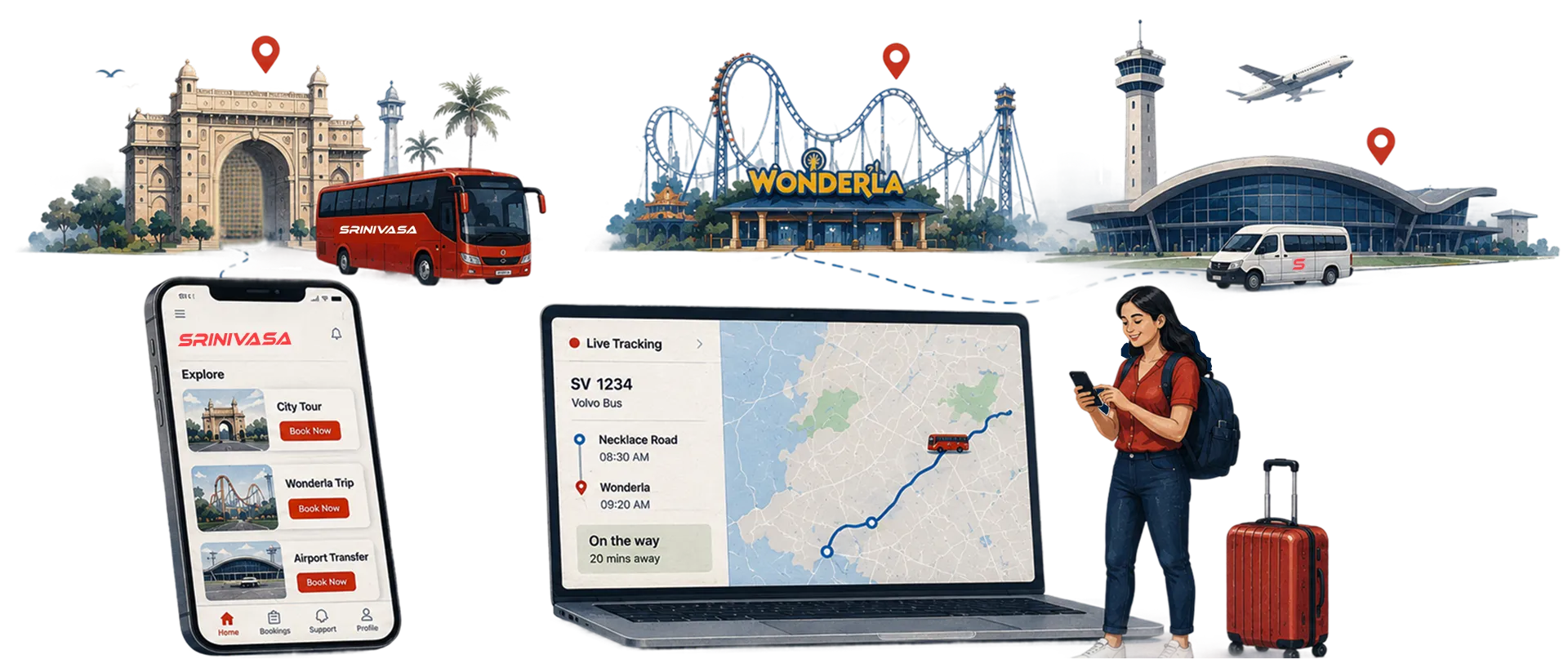 Srinivasa Travels' Solution 3: Customer-Facing Apps for Tours, Travel and Airport Mobility