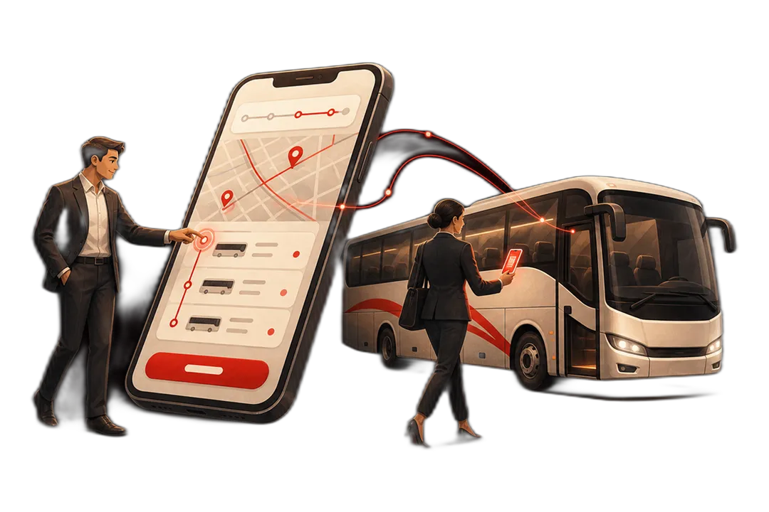 Daily Shuttles' Solution 1: Premium Rider App with Route, Stop and Pass Booking