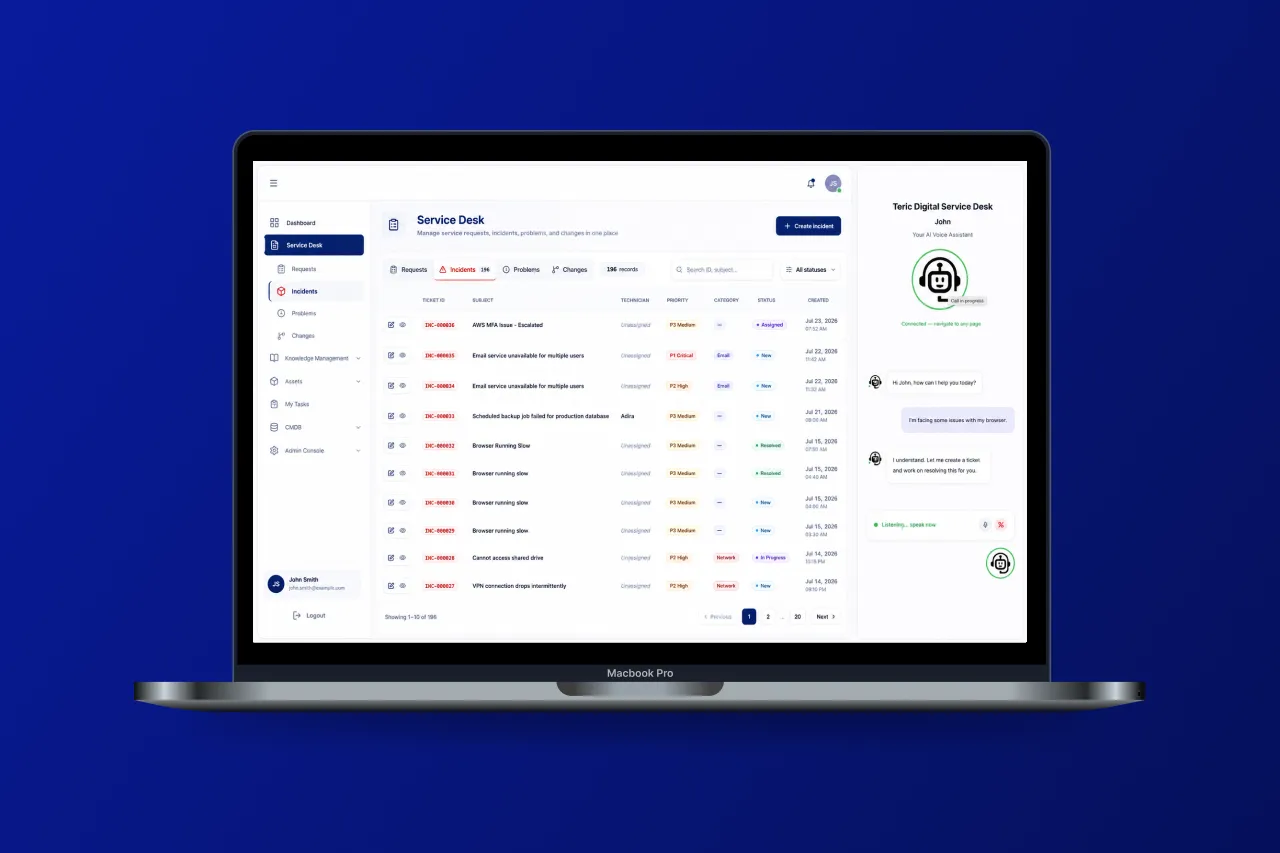 We Helped a Global IT Management Services Firm Build an Al-Powered Voice Service Desk for Enterprise ITSM