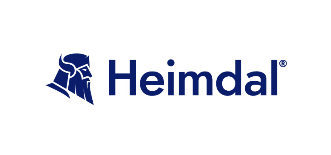 Heimdal company logo with stylized Viking head icon.