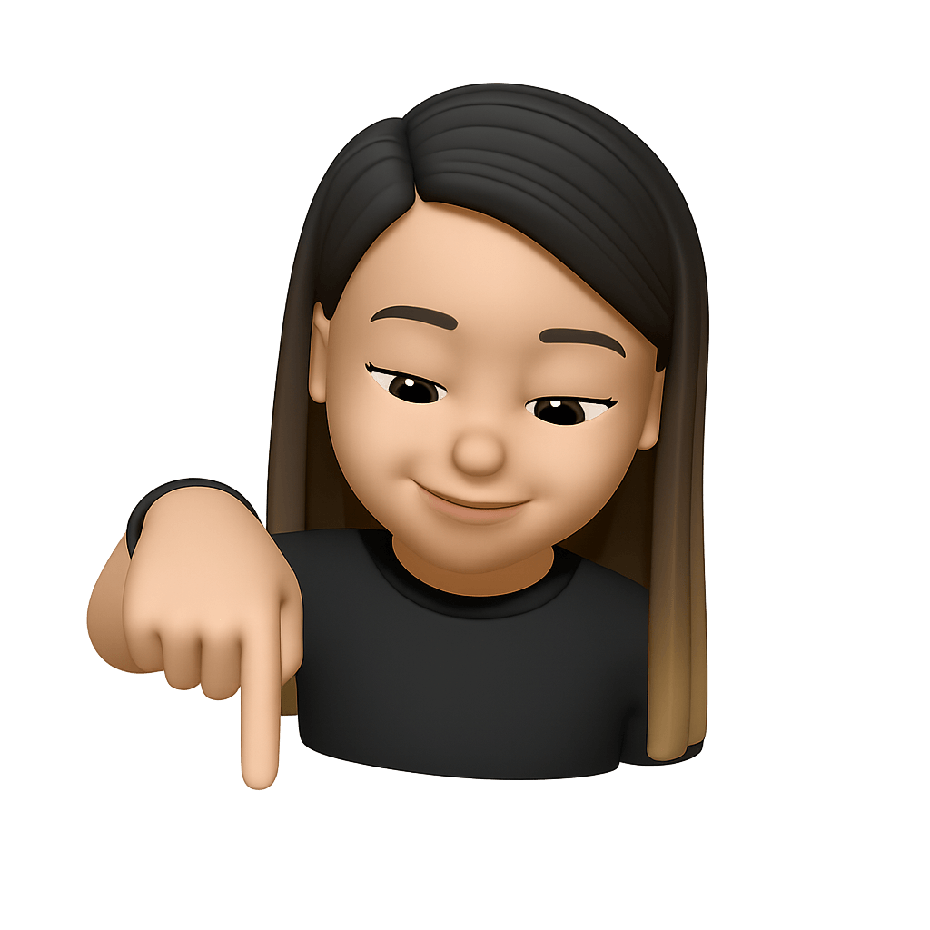 Emoji of Giselle pointing down