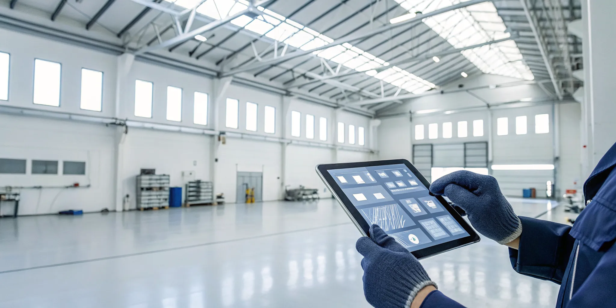 Technician using the best MRO software for small repair stations on a tablet.