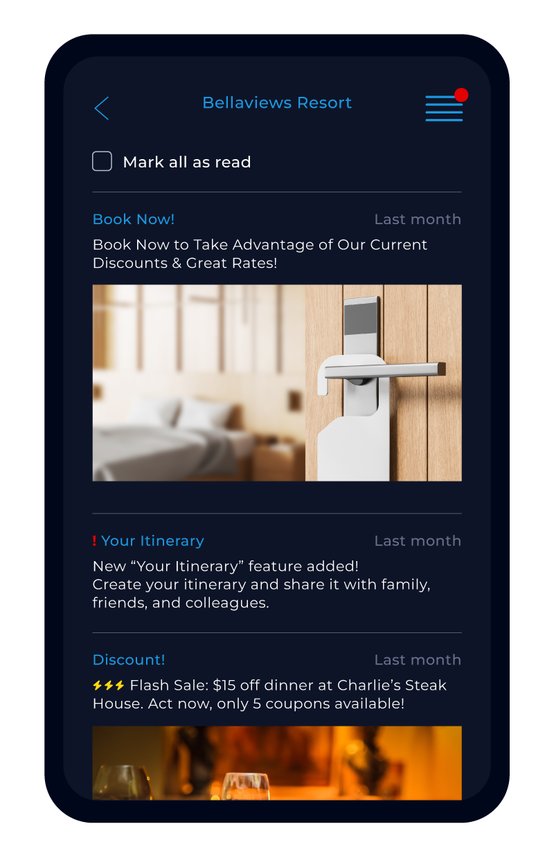 Unify Mobile App - Notifications Sample - Dark Version for website