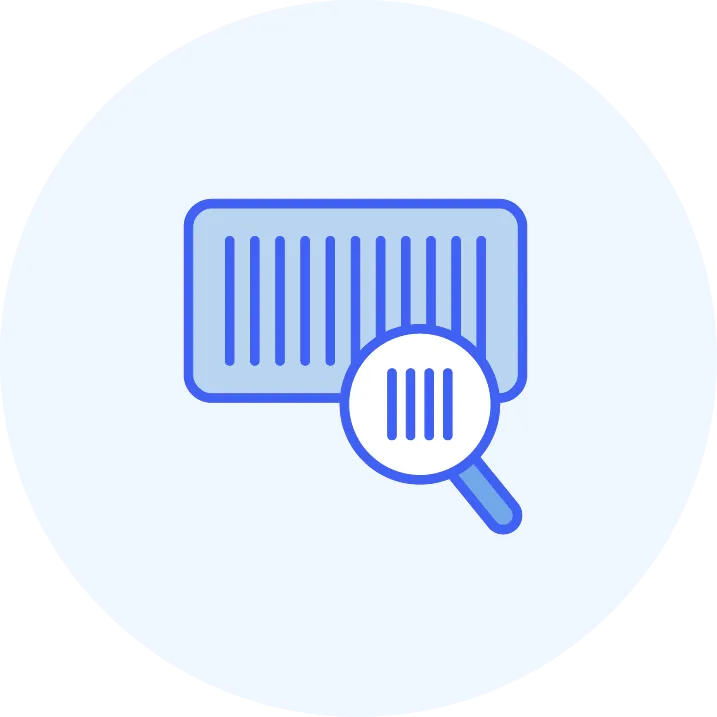  A magnifying glass icon suggesting how Accutics enables tracking code creation for online and offline.