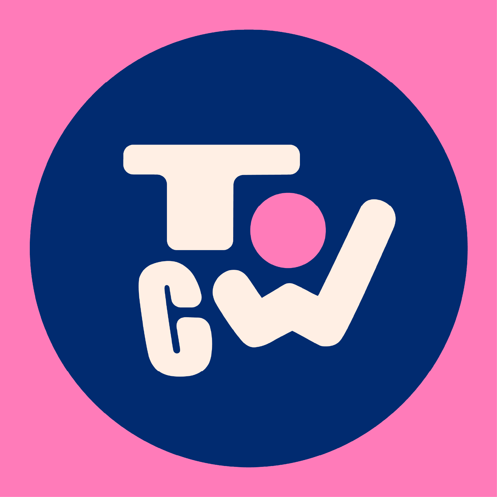 A blue and cream Toronto Climate Week icon on a pink background.