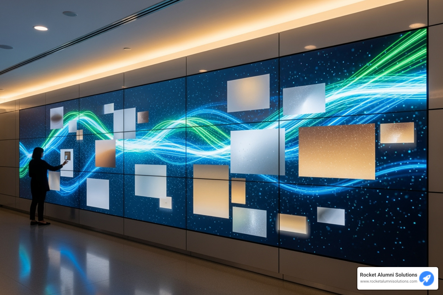 Image of a creative digital donor wall integrated into the architecture of a hospital - Digital Donor Walls