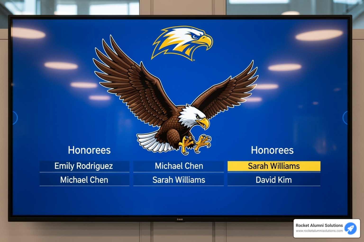 customized digital plaque interface showing a school's colors, logo, and mascot - digital award plaques customized digital plaque interface showing a school's colors, logo, and mascot - digital award plaques