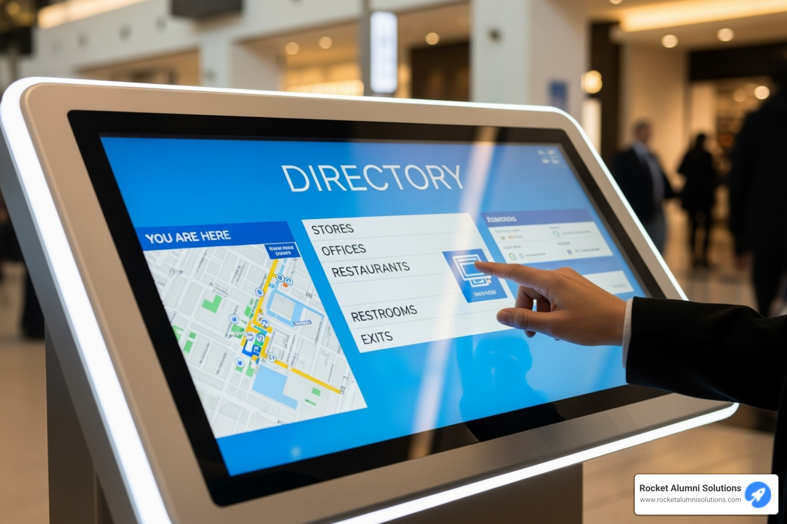 Dashboard showing kiosk analytics and content management options - Kiosk Directory Touchscreen Dashboard showing kiosk analytics and content management options - Kiosk Directory Touchscreen