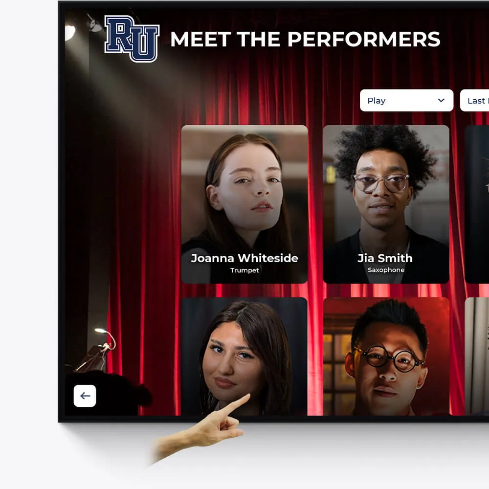 Custom profile layout with photos, videos, and text - Touchscreen Yearbook Solution