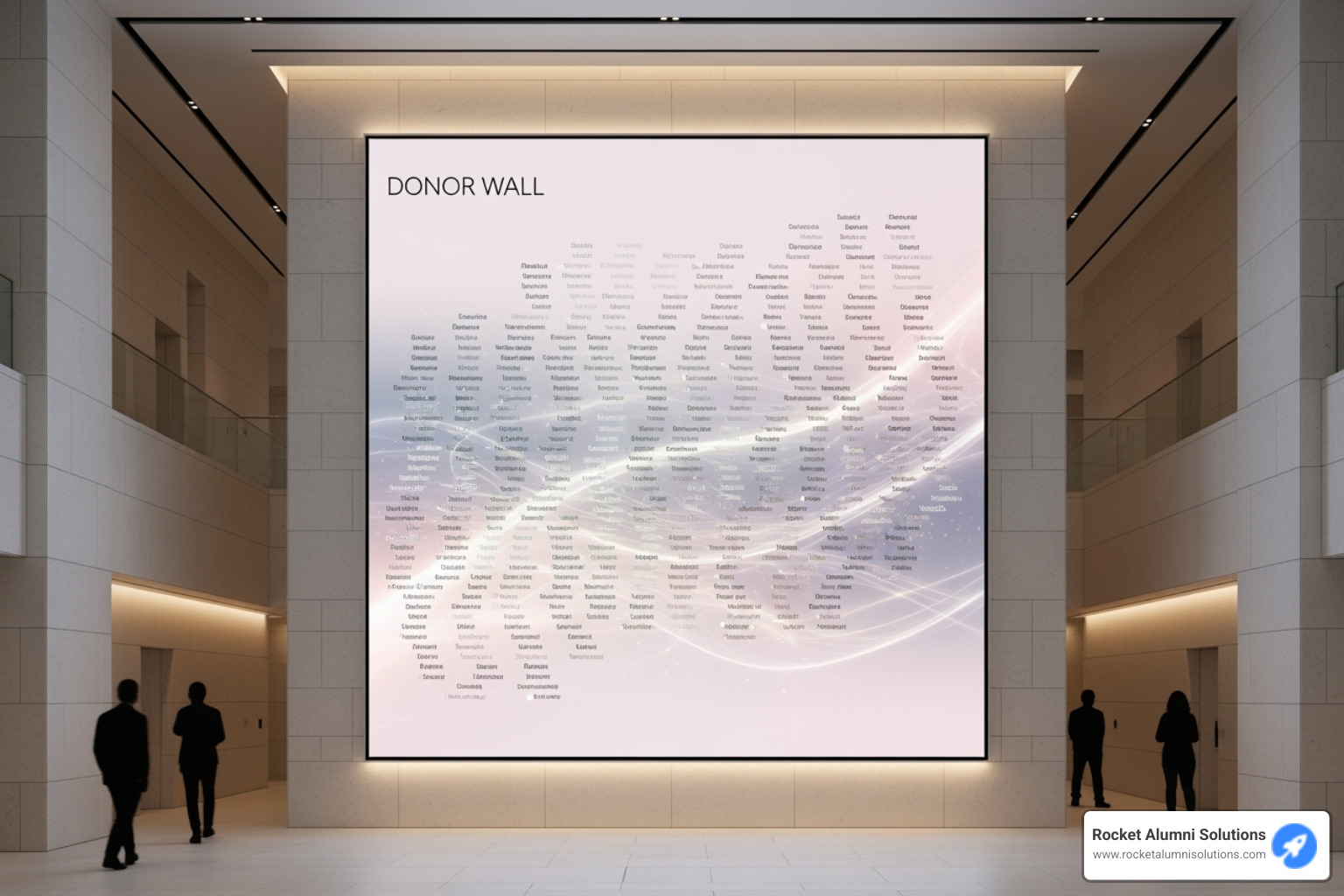 digital donor wall integrated into an architectural feature - digital donor walls non-interactive