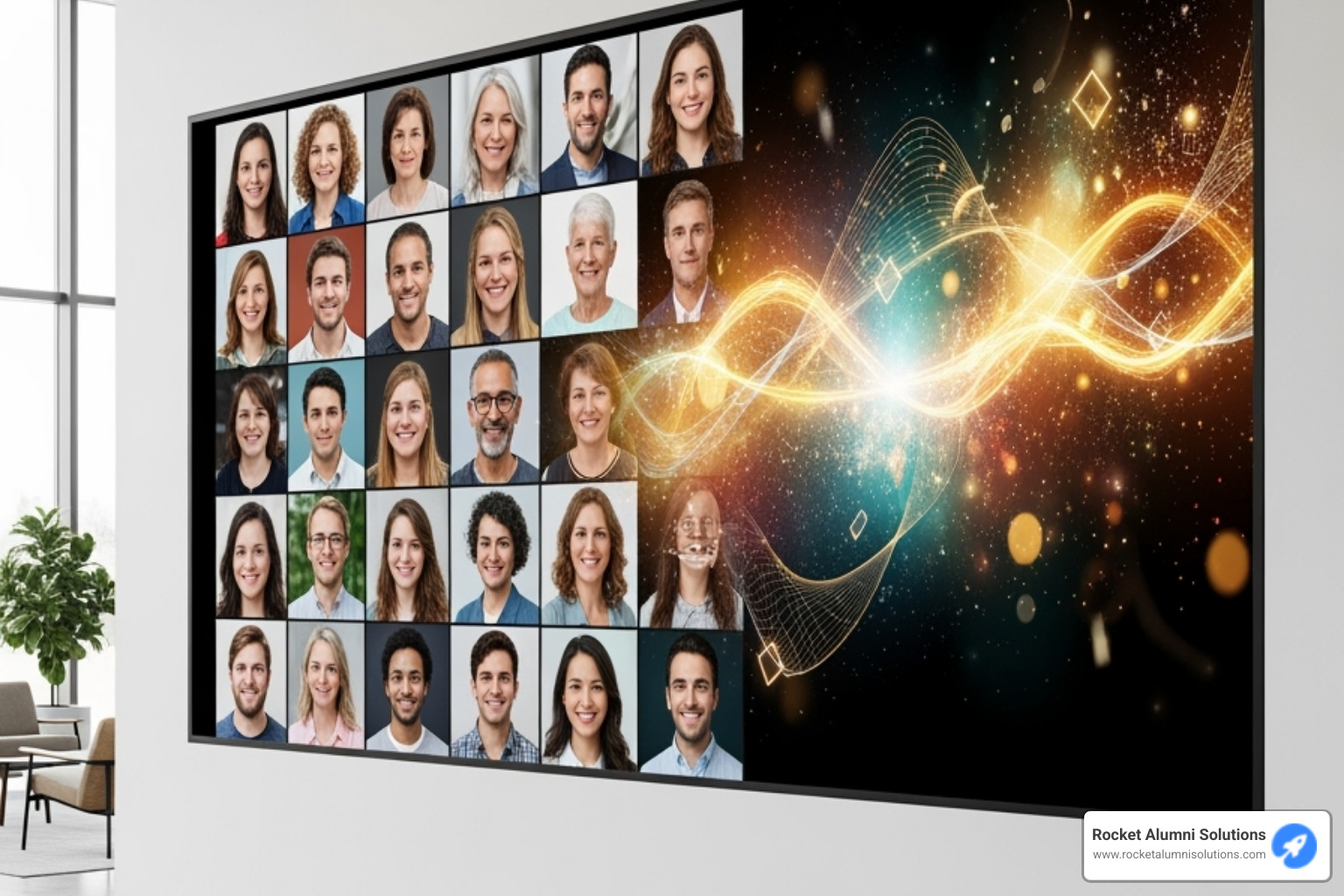 non-interactive display showing a mix of donor photos and thank you messages - digital donor walls non-interactive