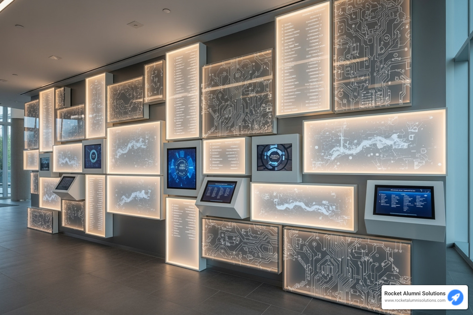 Interactive digital donor wall at a university campus - modern donor wall ideas Interactive digital donor wall at a university campus - modern donor wall ideas