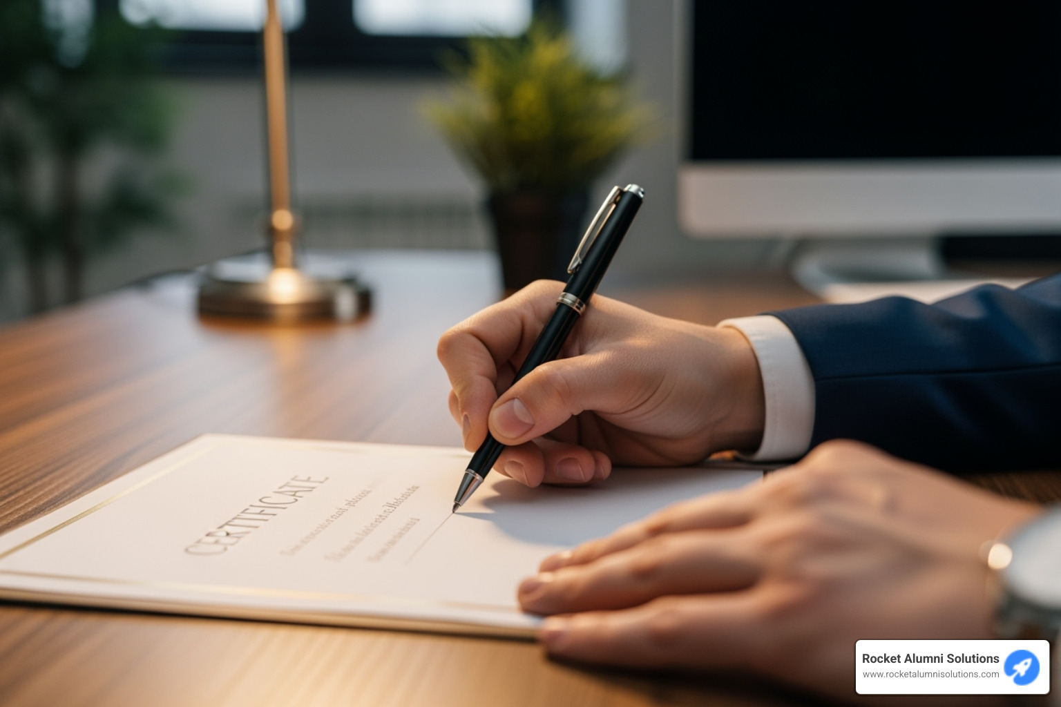 A manager thoughtfully writing a personalized note on a certificate - appreciation certificate content for employees