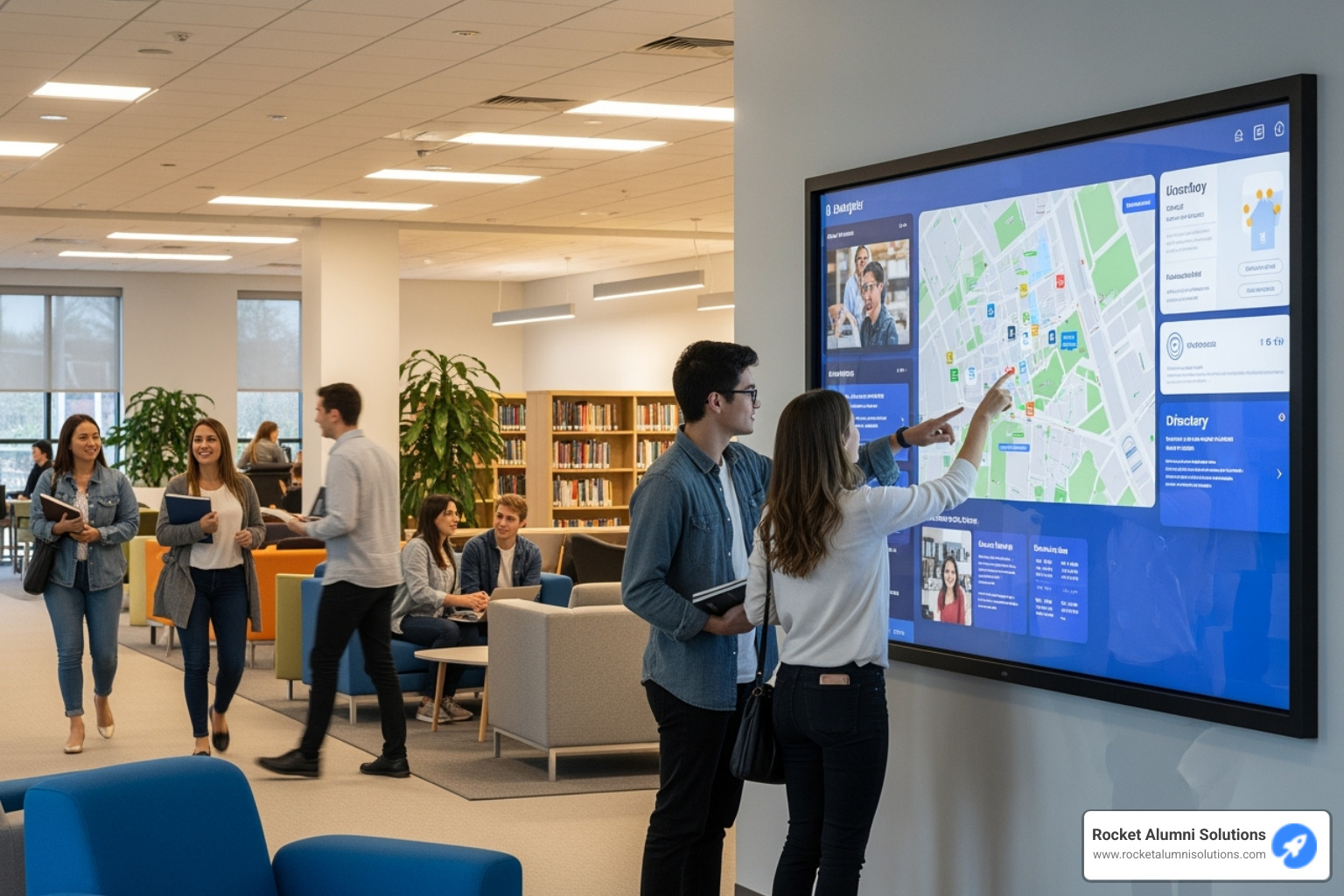 image of a touchscreen display in a high-traffic area like a library or student center - Faculty Recognition Touchscreen image of a touchscreen display in a high-traffic area like a library or student center - Faculty Recognition Touchscreen