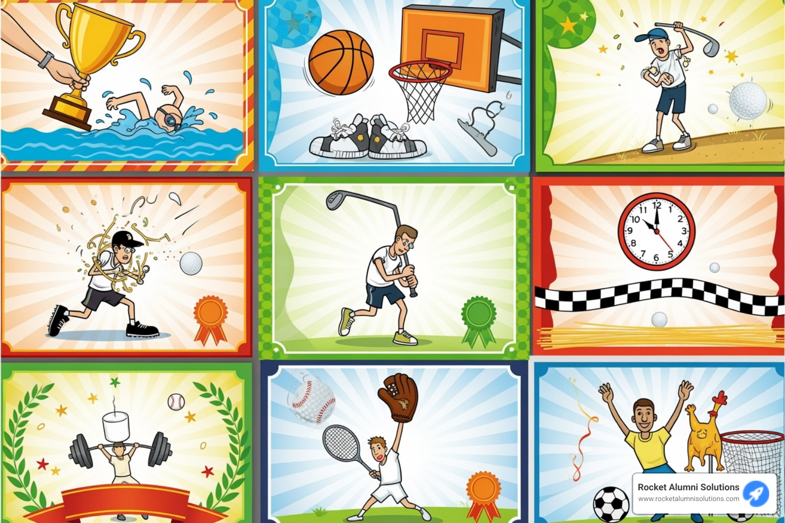 collage of different funny award certificates for various sports - sports superlatives ideas collage of different funny award certificates for various sports - sports superlatives ideas