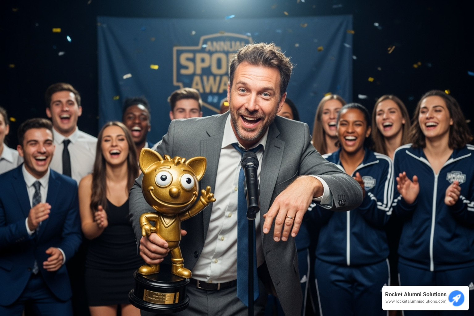 of a coach giving a humorous speech while presenting a funny award - sports superlatives ideas of a coach giving a humorous speech while presenting a funny award - sports superlatives ideas