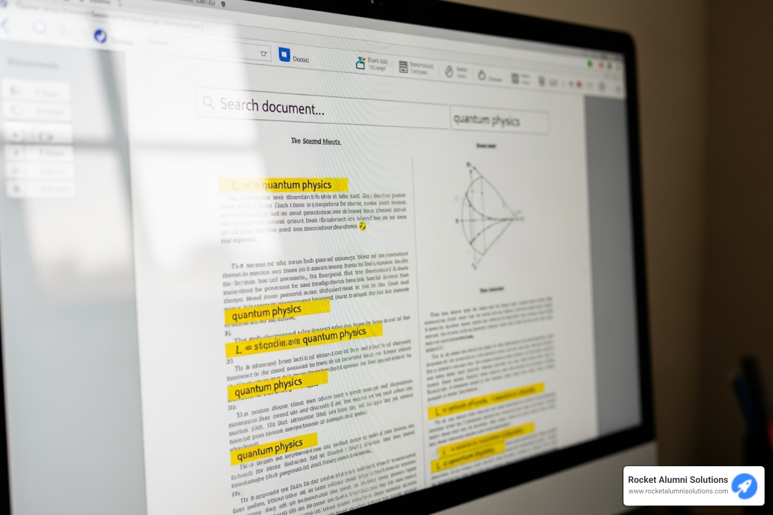 computer screen showing a keyword search highlighting text within a scanned PDF document - affordable document scanning computer screen showing a keyword search highlighting text within a scanned PDF document - affordable document scanning