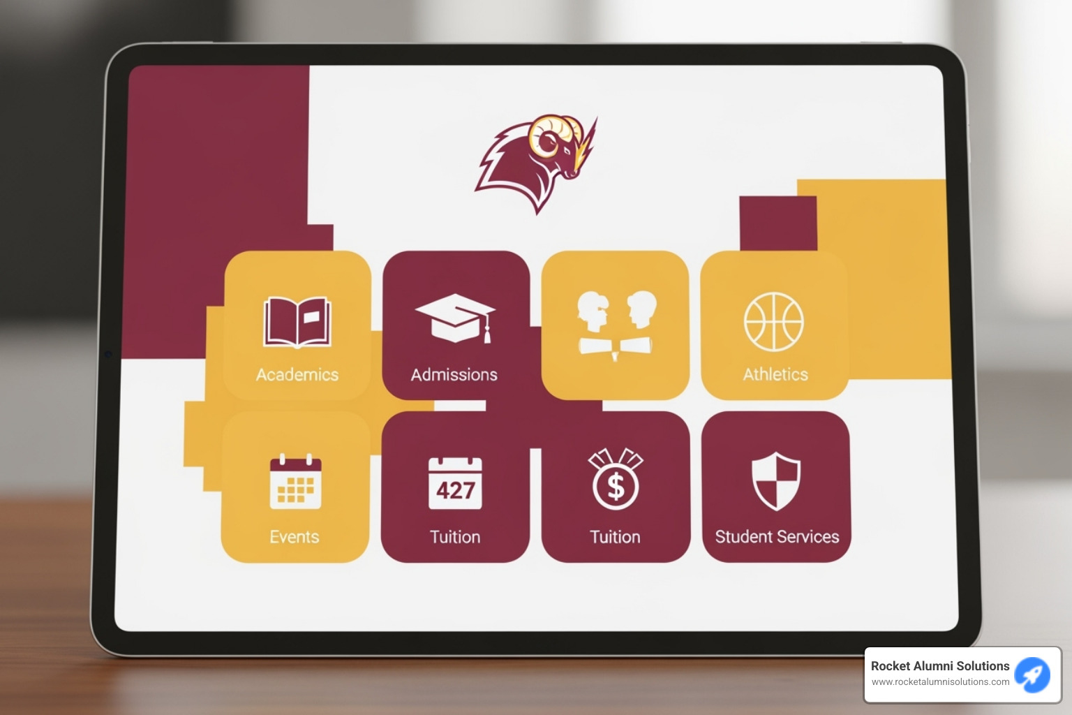 A customizable touchscreen homepage showing school colors and logos - Time Capsule Touchscreen A customizable touchscreen homepage showing school colors and logos - Time Capsule Touchscreen