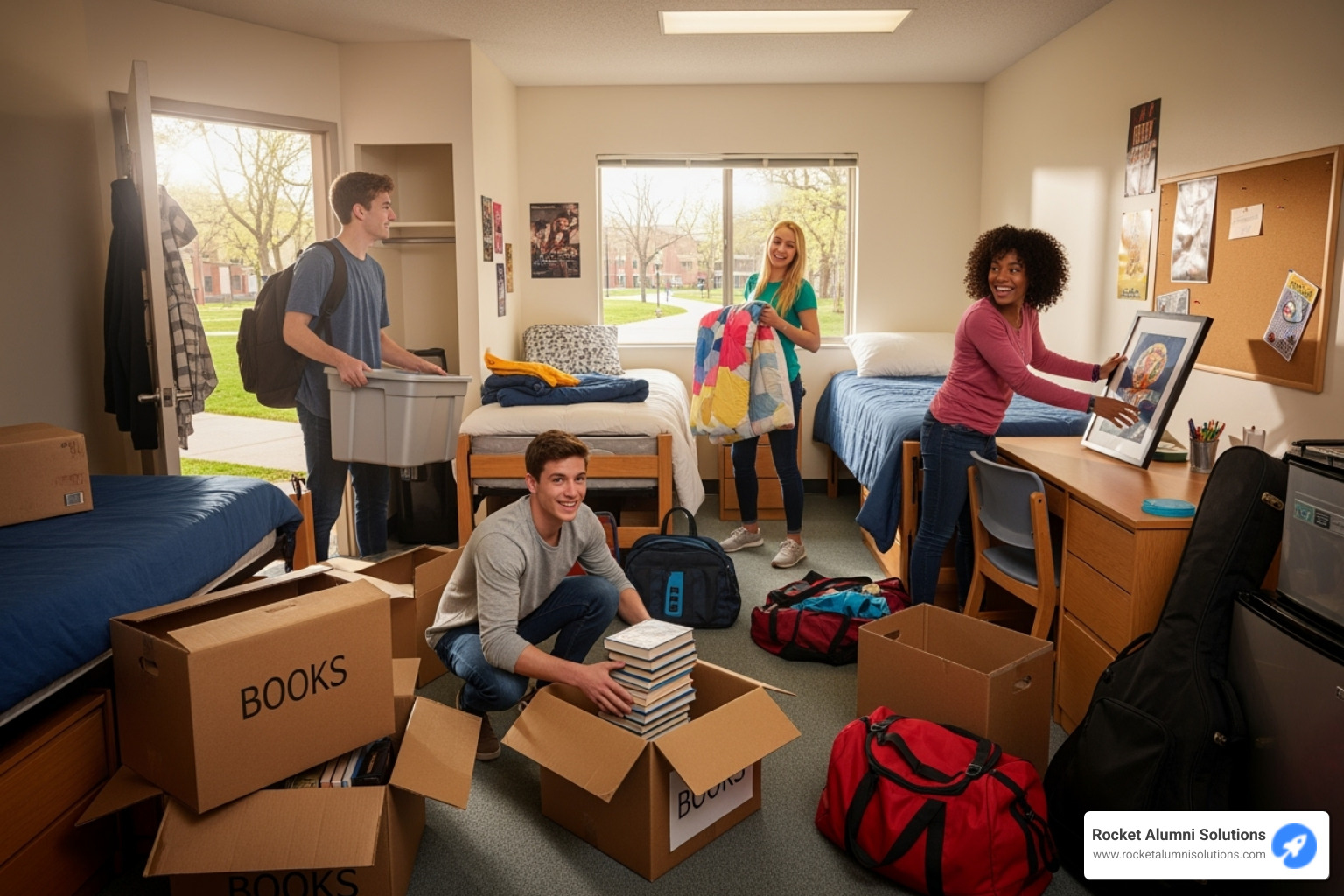 students moving into a dorm room for the first time - College life memories