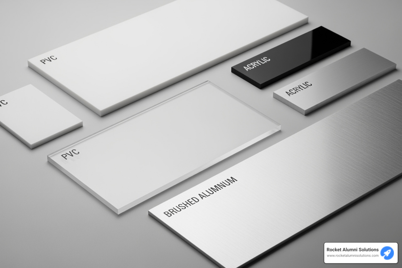 Different material samples like PVC, acrylic, and aluminum for recognition boards - Athletic Achievement Recognition Board Different material samples like PVC, acrylic, and aluminum for recognition boards - Athletic Achievement Recognition Board