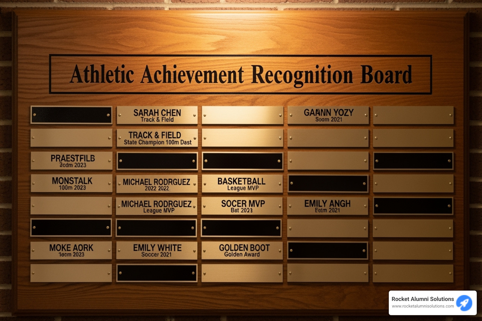 Collage of different Athletic Achievement Recognition Board types: a slide-in board, a laid-vinyl board, and a digital touchscreen - Athletic Achievement Recognition Board Collage of different Athletic Achievement Recognition Board types: a slide-in board, a laid-vinyl board, and a digital touchscreen - Athletic Achievement Recognition Board