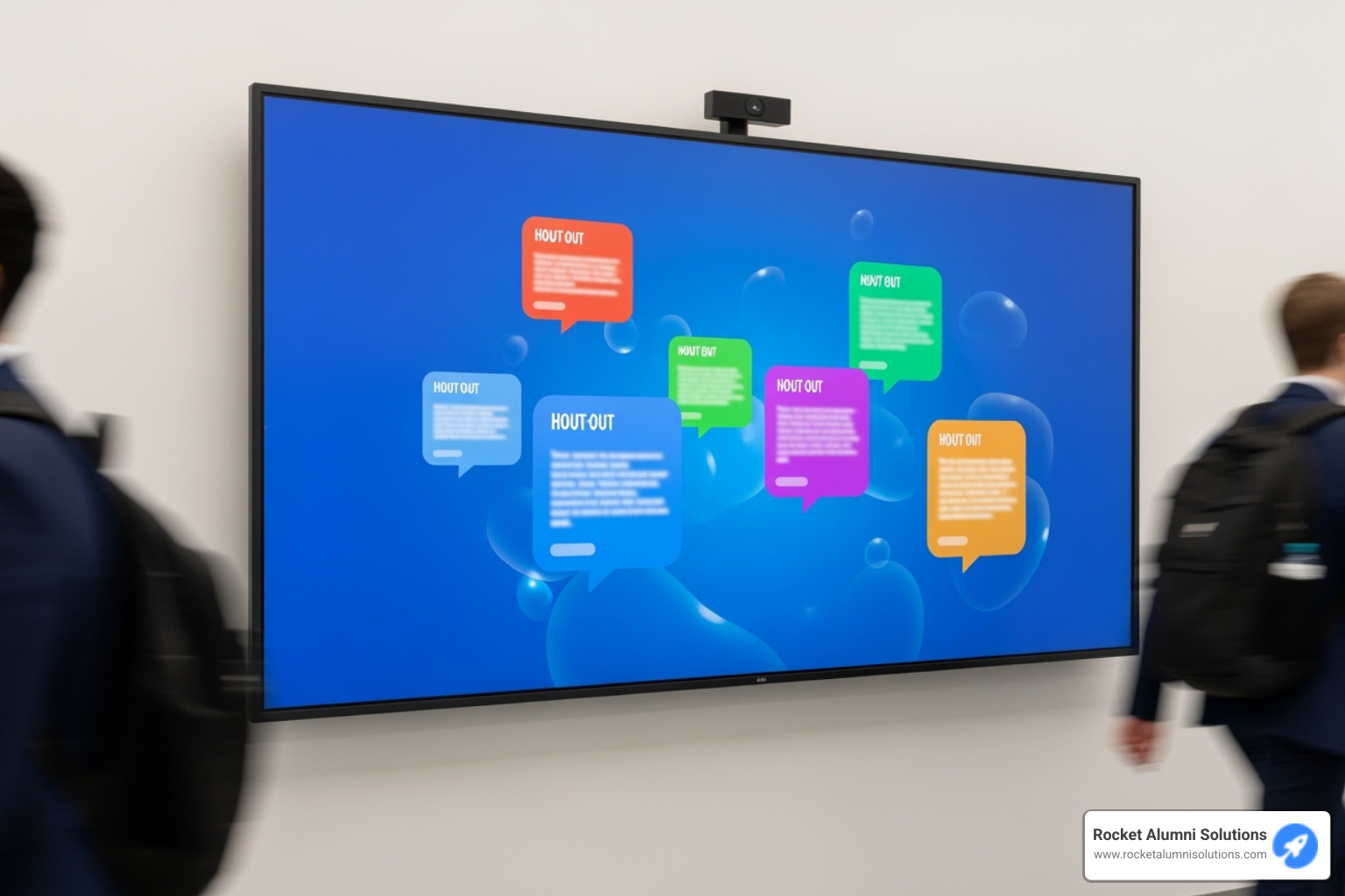 digital screen displaying student-to-student shout-outs - Academic Achievement Recognition Board digital screen displaying student-to-student shout-outs - Academic Achievement Recognition Board