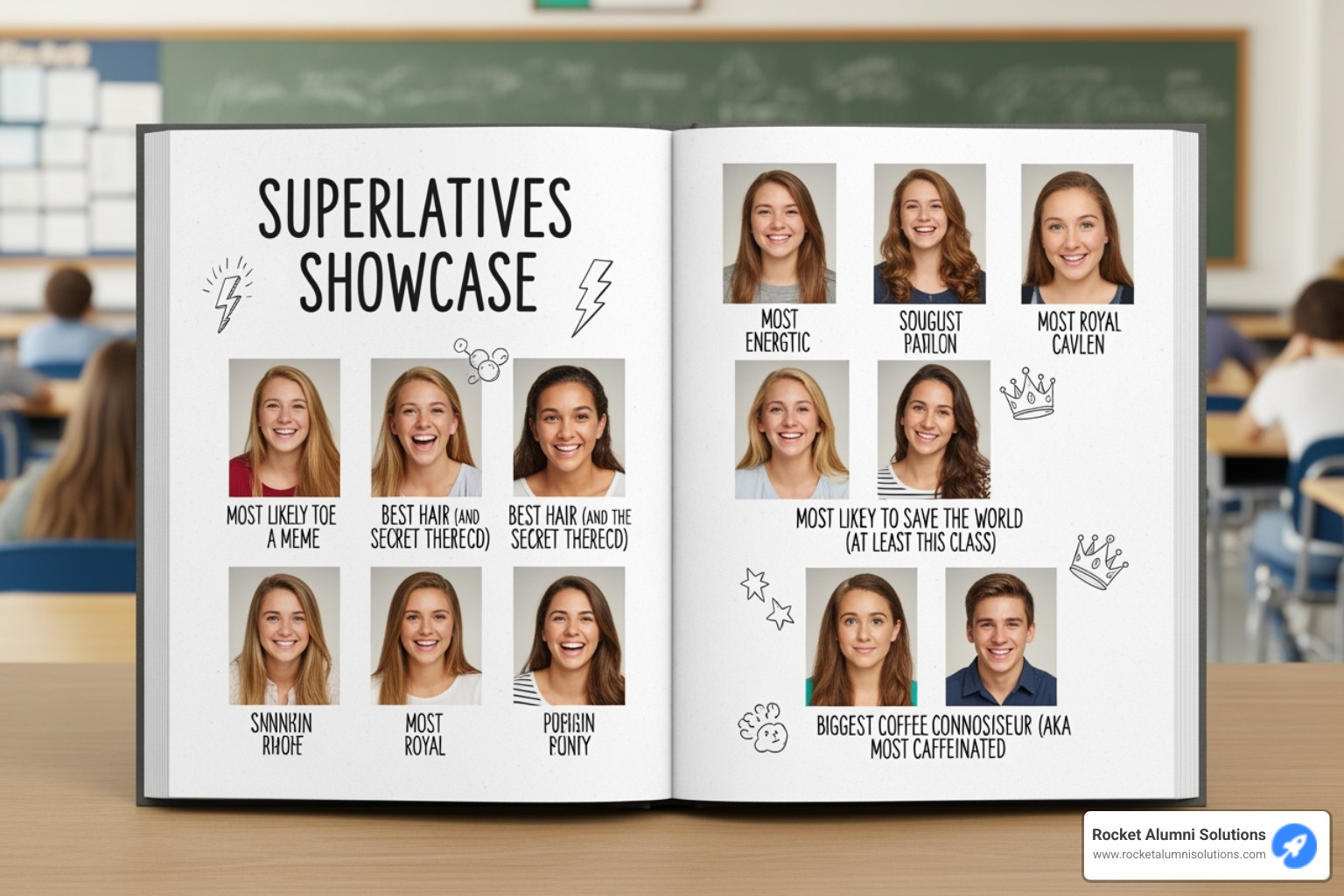A yearbook page with creative and funny superlatives listed - Yearbook memories ideas A yearbook page with creative and funny superlatives listed - Yearbook memories ideas
