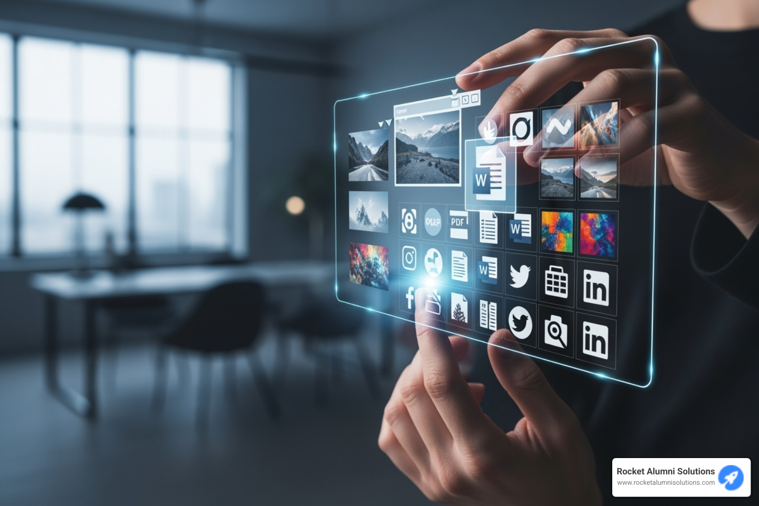 image of a person organizing digital icons like photos, documents, and social media logos - digital legacy solutions image of a person organizing digital icons like photos, documents, and social media logos - digital legacy solutions