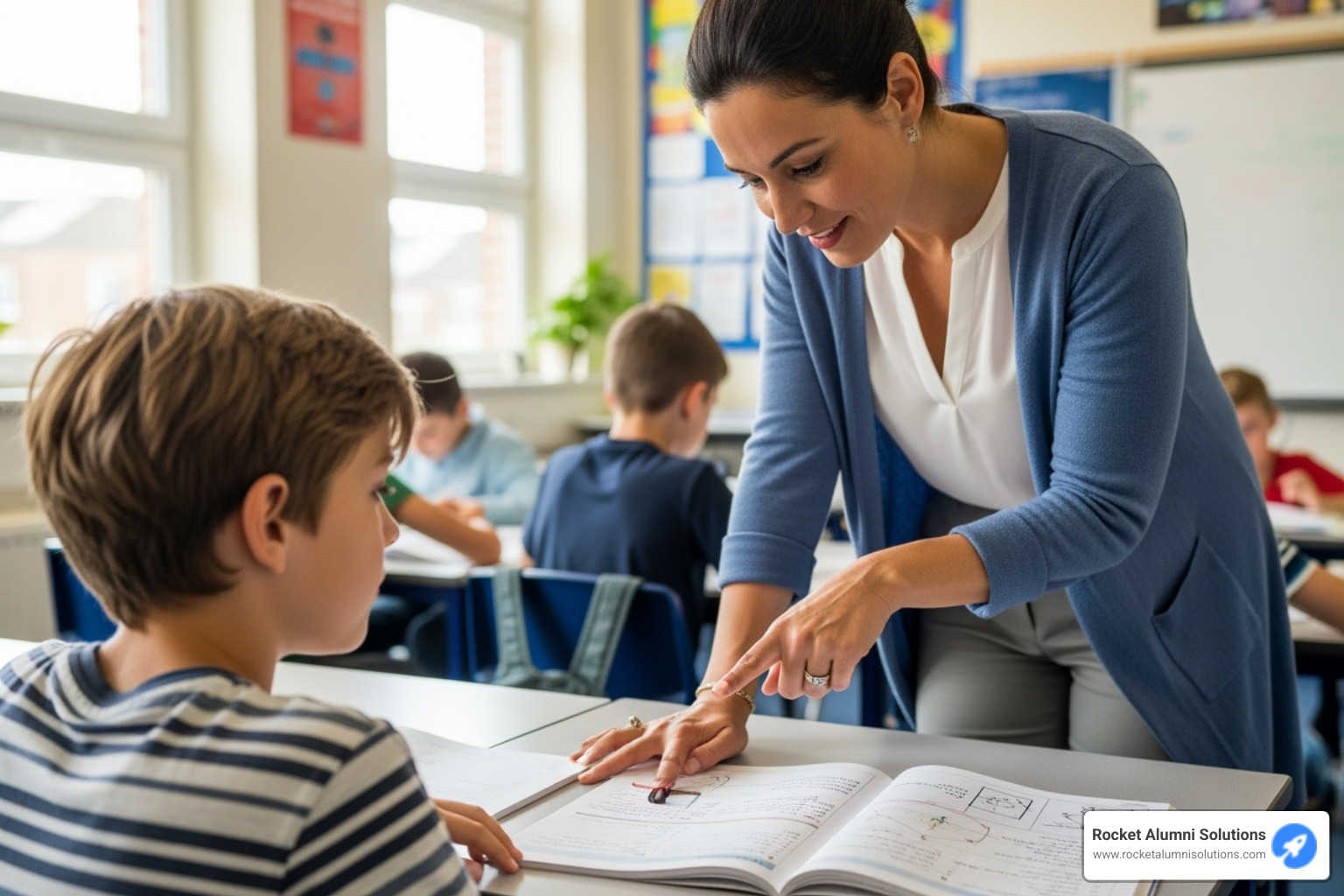 teacher giving personalized feedback - digital school platform