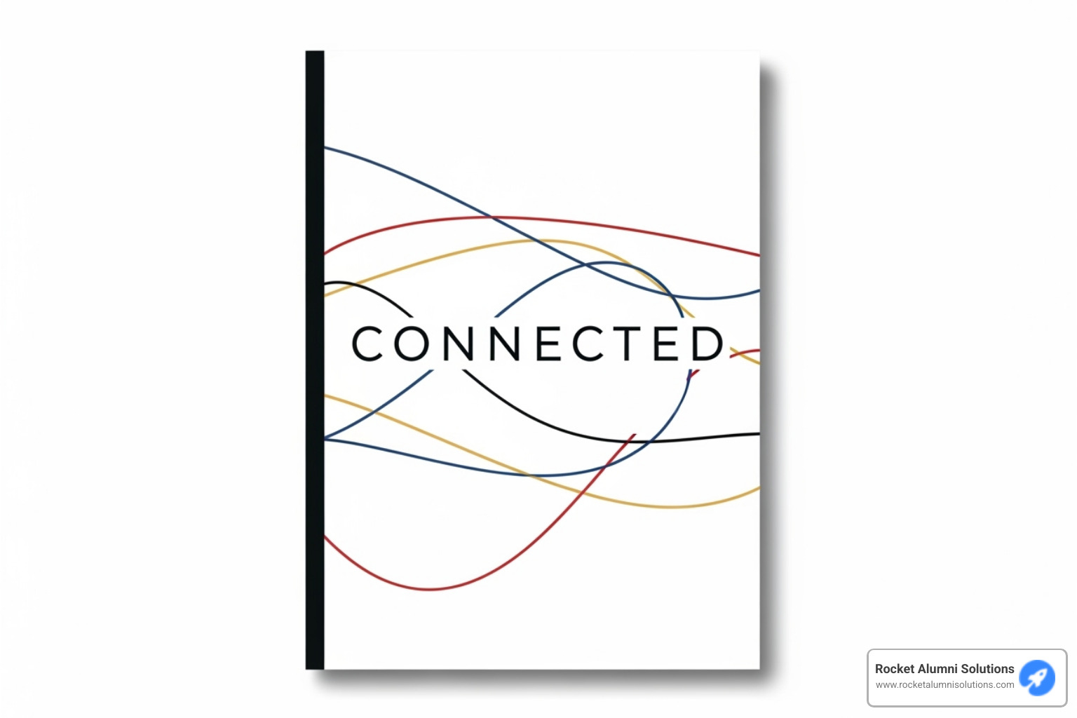 A yearbook cover with a minimalist design, featuring the word "Connected" in a modern font, with subtle interwoven lines in school colors, conveying a strong conceptual theme. - Yearbook theme ideas A yearbook cover with a minimalist design, featuring the word "Connected" in a modern font, with subtle interwoven lines in school colors, conveying a strong conceptual theme. - Yearbook theme ideas