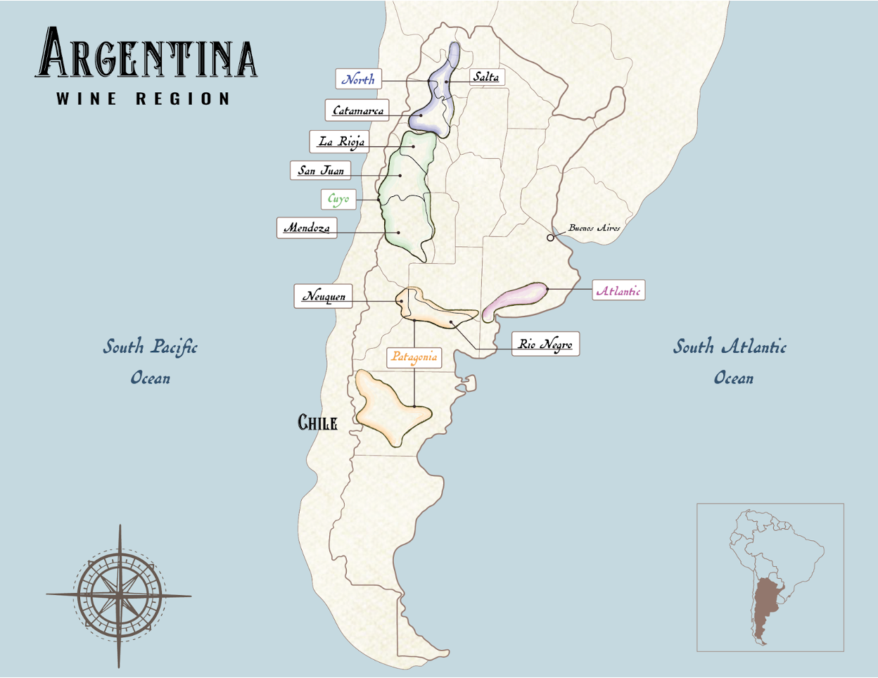 A detailed map of Argentina