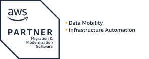 AWS Partner Badge: Migration and Modernization Software. Data Mobility. Infrastructure Automation.