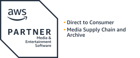 AWS Partner Badge: Media and Entertainment Software. Direct to Consumer. Media Supply Chain and Archive.