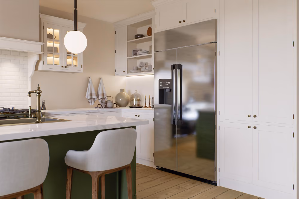refrigerator in residential kitchen