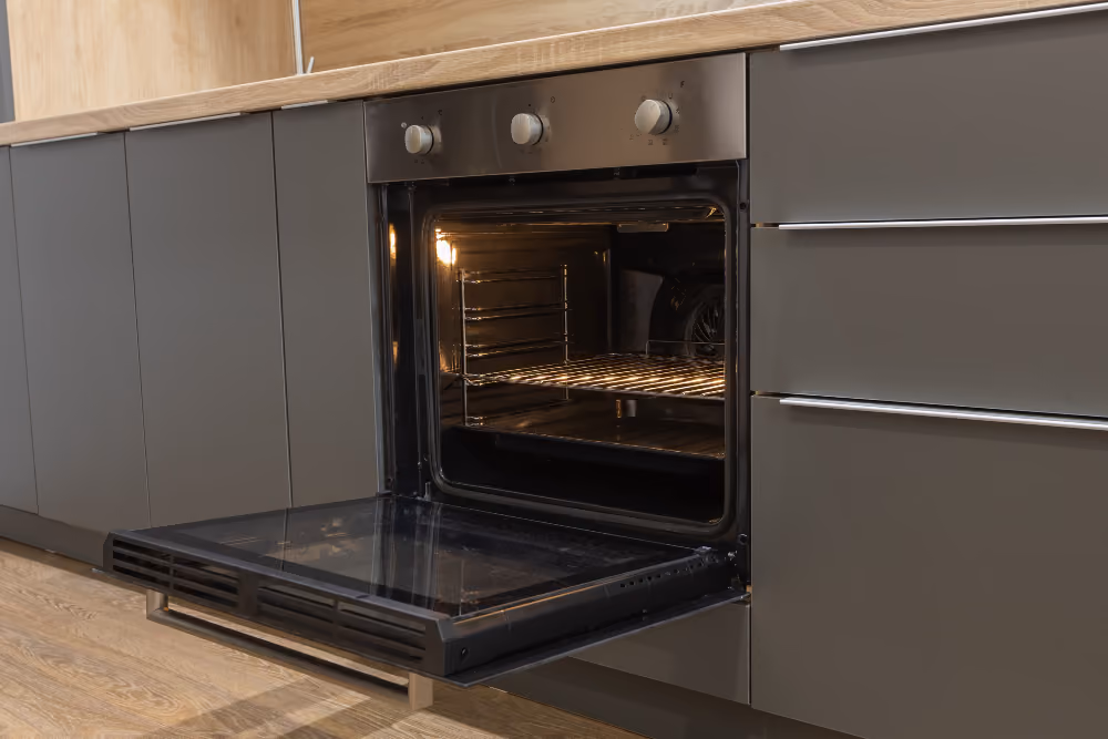 Open electric oven in the kitchen
