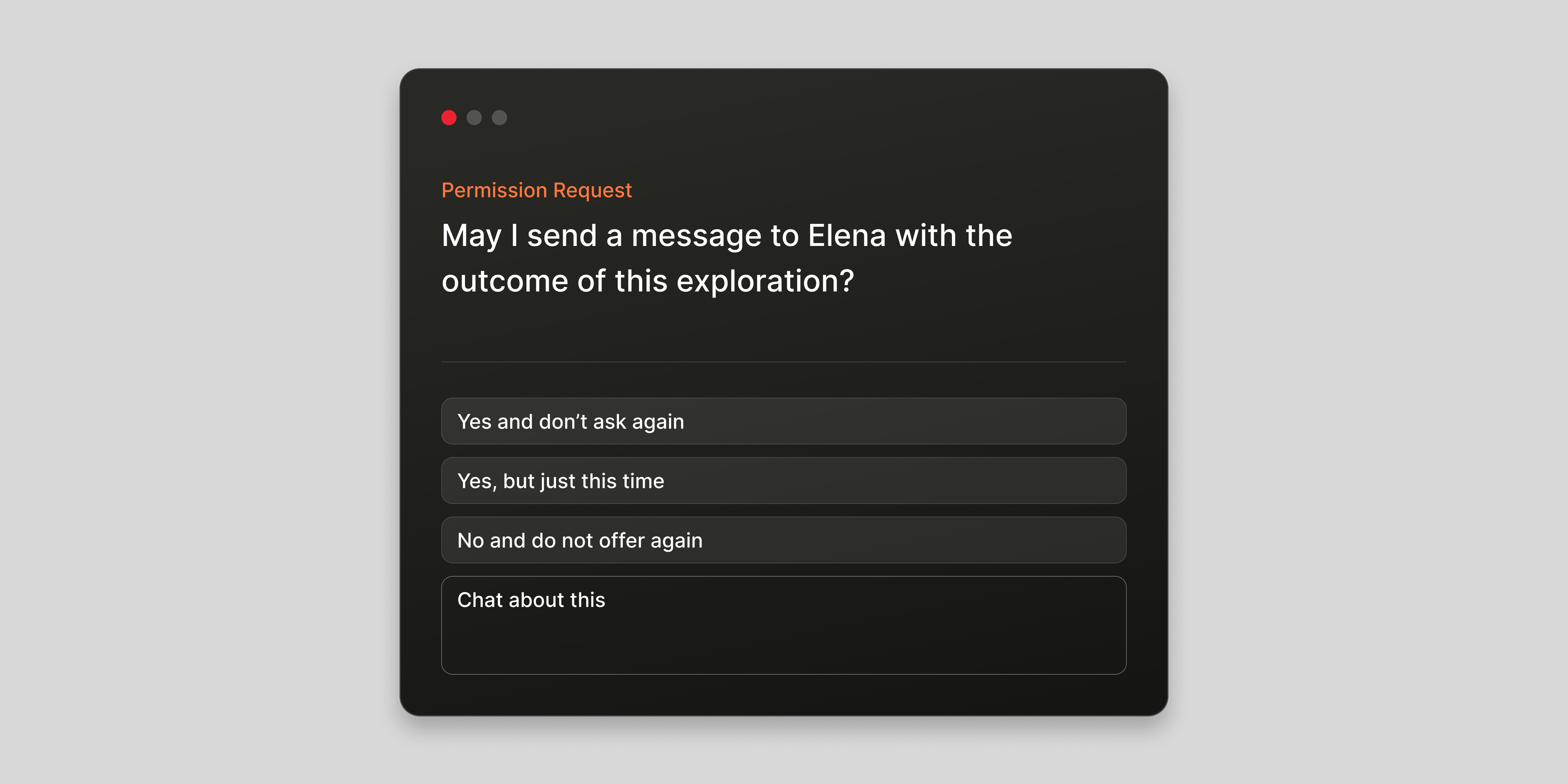 Abstracted UI allowing the user to define an agent's level of autonomy.
