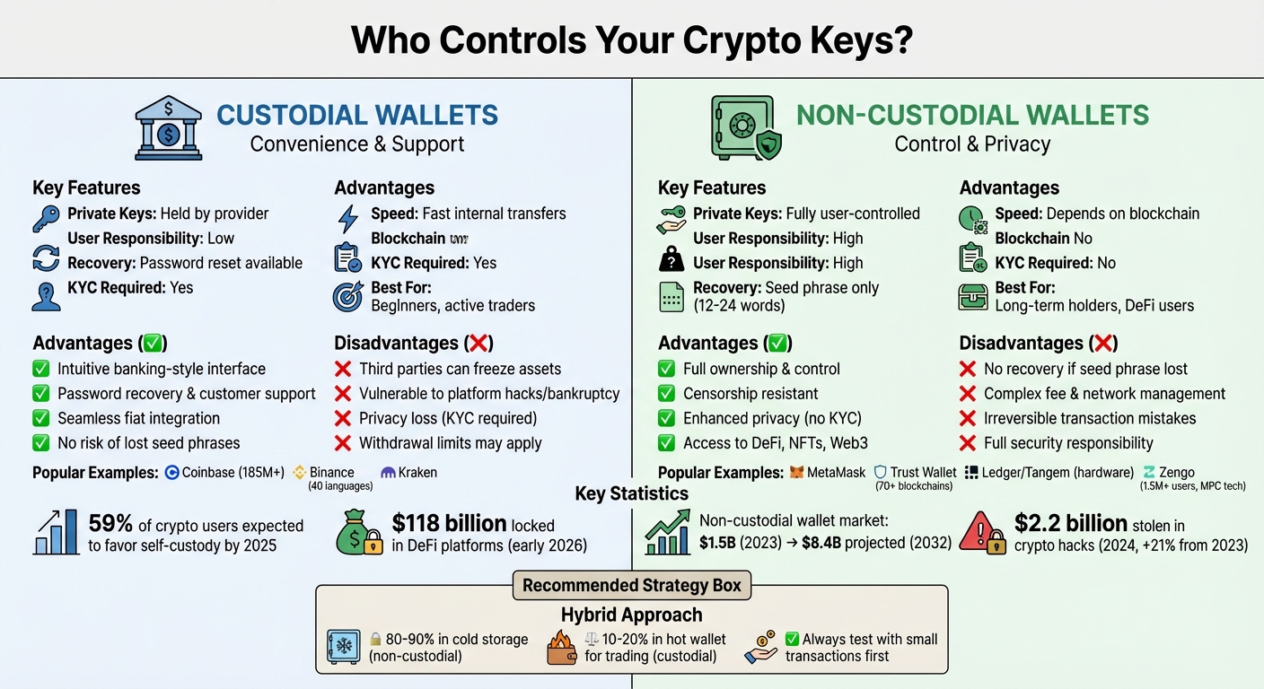 Custodial vs Non-Custodial Crypto Wallets Comparison