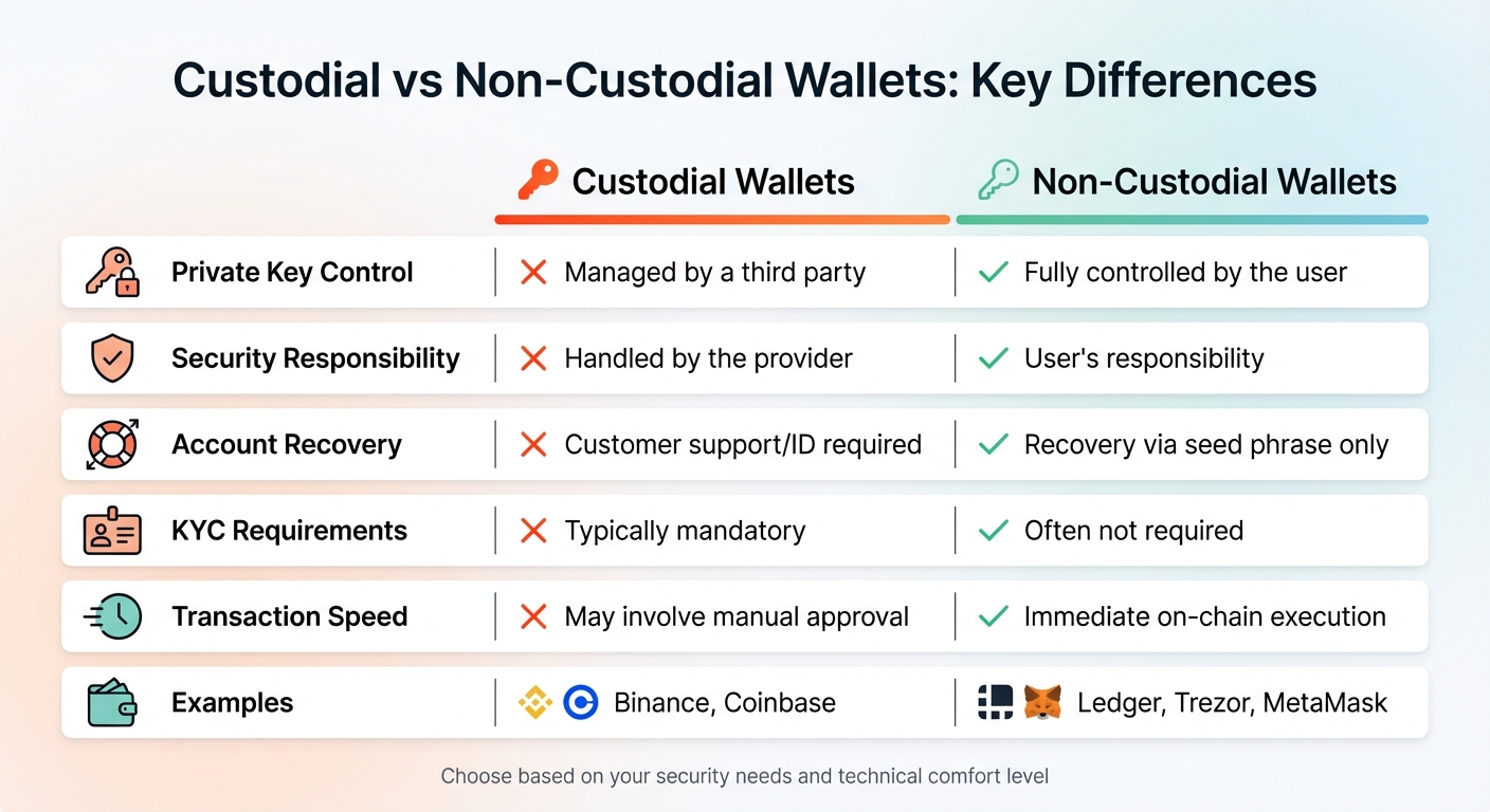 Custodial vs Non-Custodial Crypto Wallets Comparison