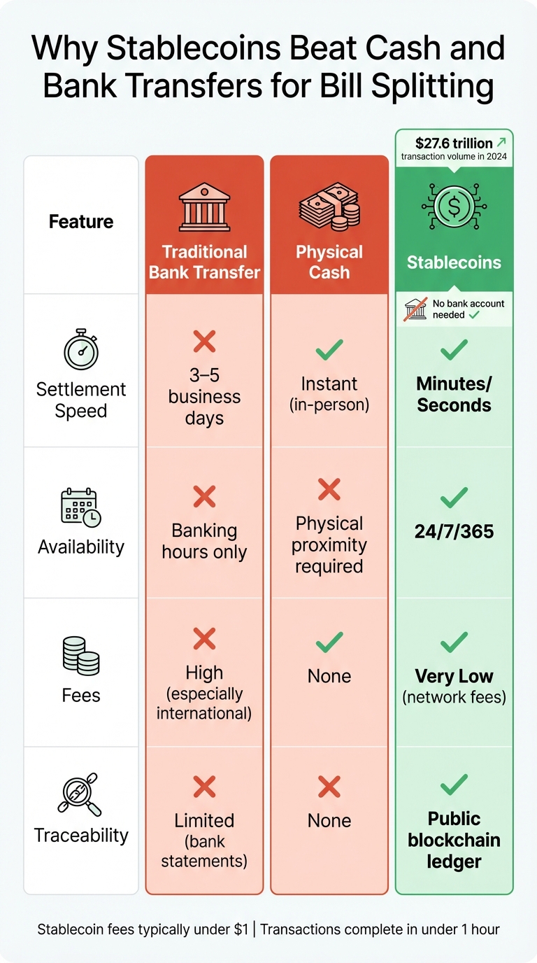 Stablecoins vs Traditional Payment Methods Comparison Chart